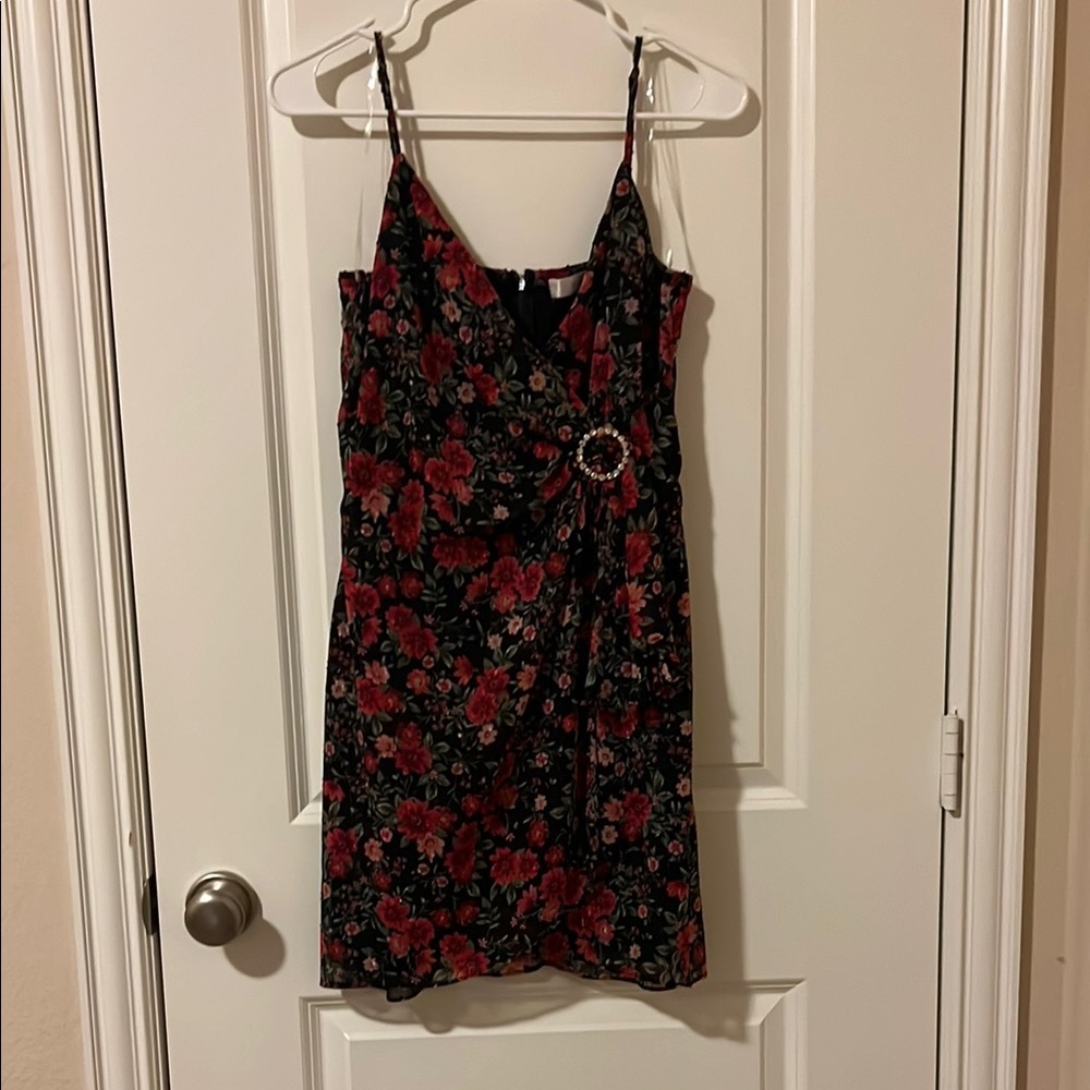 ROW A Floral Black and Red Dress